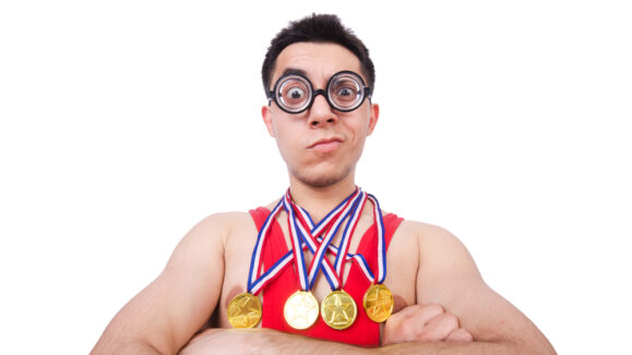 Funny,Wrestler,With,Winners,Gold,Medal