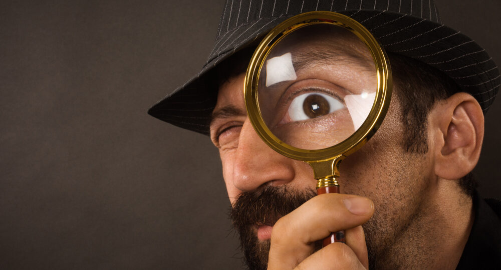 The,Curious,Detective,Is,Looking,With,Magnifier,Or,Magnifying,Glass